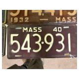 Mass 1940 License Plate