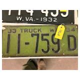 WI Truck 1933-34 License Plate