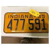 Indiana 1939 License Plate