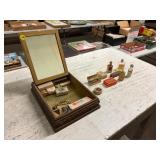 Antique Jewelry Box w/misc advertisements