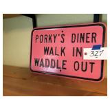 Porky's Diner Metal Sign
