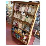 Wood Shelf w/Dolls, Disney Figures & Cups