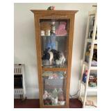 Wood Display Case w/Dolls & Pigs