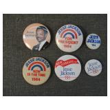 Vintage Lot of 6 Jesse Jackson Political Pinbacks