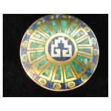 Vintage Sterling Mexican Azurite Brooch / Pendant