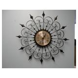 Vintage MCM Starburst Wrought Iron Wall Clock
