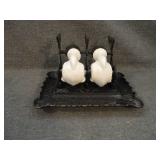 Antique Victorian Bronze Double Snail Inkwell