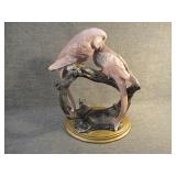 Vintage Chalkware Love Birds on a Branch Figurine