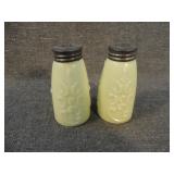 Antique Pair Custard Glass Salt & Pepper Shakers