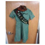 Vintage 1960's Girl Scouts Dress, Sash, Hat and
