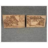 (2) 1907 Wood Pyrography Postcards Singer Sewing