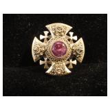 Vintage Jerusalem Maltese Cross w Alexandrite