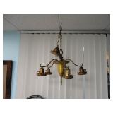 Antique Art Nouveau Brass Hanging Chandelier