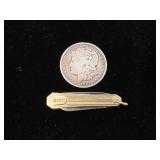 Vintage Sheffield Gold Pocket Watch Chain Knife