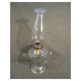 Antique Clear Glass Oil Lamp & Chimney