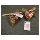 Lot of 2 NYCO Heart Shaped Cloisonnï¿½ Ornaments
