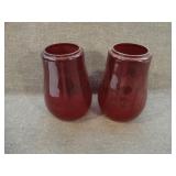 Pair of Vintage Red Railroad Lantern Glass Globes
