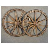 Vintage Pair of Wooden Spoke Baby Buggy Wheels