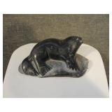 Vintage Signed Inuit Soapstone Carving of Seal