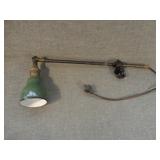 Vintage OC White Industrial Green Porcelain Lamp