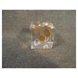 Vintage Acrylic Indian Head Penny Paperweight