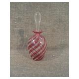 Vintage Murano Latticino Cranberry Perfume Bottle