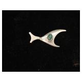 Vintage Modernist Taxco Sterling Silver Fish Pin