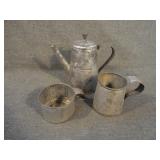 Antique Primitive Coffee Pot and 2 Cups