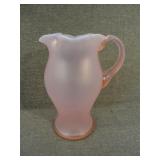 Antique Pink Opalescent Blown Art Glass Pitcher