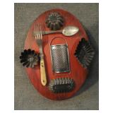 Folk Art Wall Plaque with Kitchen Primitives
