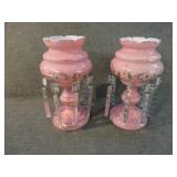 Antique Bohemian HP Cased Glass Mantle Lusters