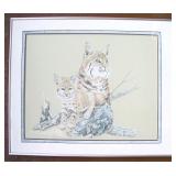 Vintage Raymond J. Easton Pencil Drawing Bobcats