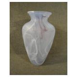 Vintage Lilac & White Glass Marble Swirl Vase