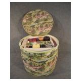 1950's Grandma Moses Barkcloth Sewing Box