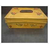 Vintage Toleware Tin Hand Painted Storage Box