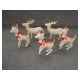 Lot of 5 Vintage Celluloid & Plastic Xmas Deer