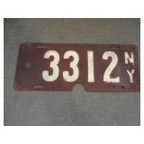 1911 New York State License Plate