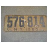1920 New York State License Plate