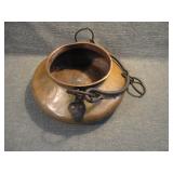 Vintage Hammered Copper Kettle w/Forged Handle