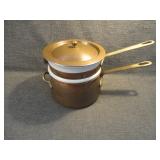 Vintage Copper & Porcelain Double Boiler