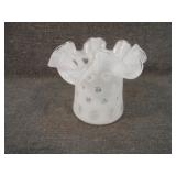 Vintage Fenton French Opal. Coin Spot Hat Vase
