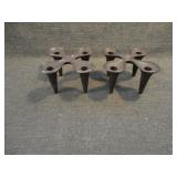 Danish MCM Cast Iron Cloverleaf Candleholders
