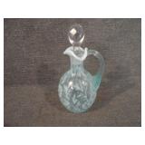 Vintage Fenton Blue Opalescent Daisy & Fern Cruet
