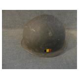 Vintage Belgian Armed Forces M51 Steel Pot Helmet