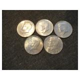 Lot of (5) 1964 Kennedy Half Dollars