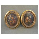 Pair Antique 19th Century Floral Oil Paintings