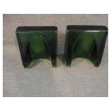 Vintage Blenko Wayne Husted Green Wedge Bookends