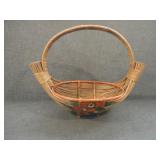 Vintage Sally Patchin Split Reed Boat Shape Basket