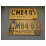 Pair of 1951 - 1952 New York State License Plates
