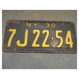 1930 New York State License Plate